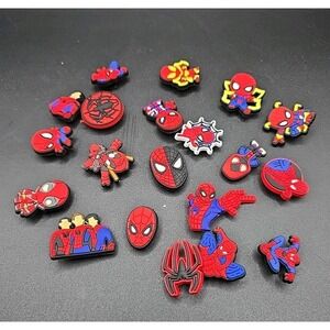 Lot Of 20 Spiderman Themed Jibbitz Shoe Charms For Crocs~ New!